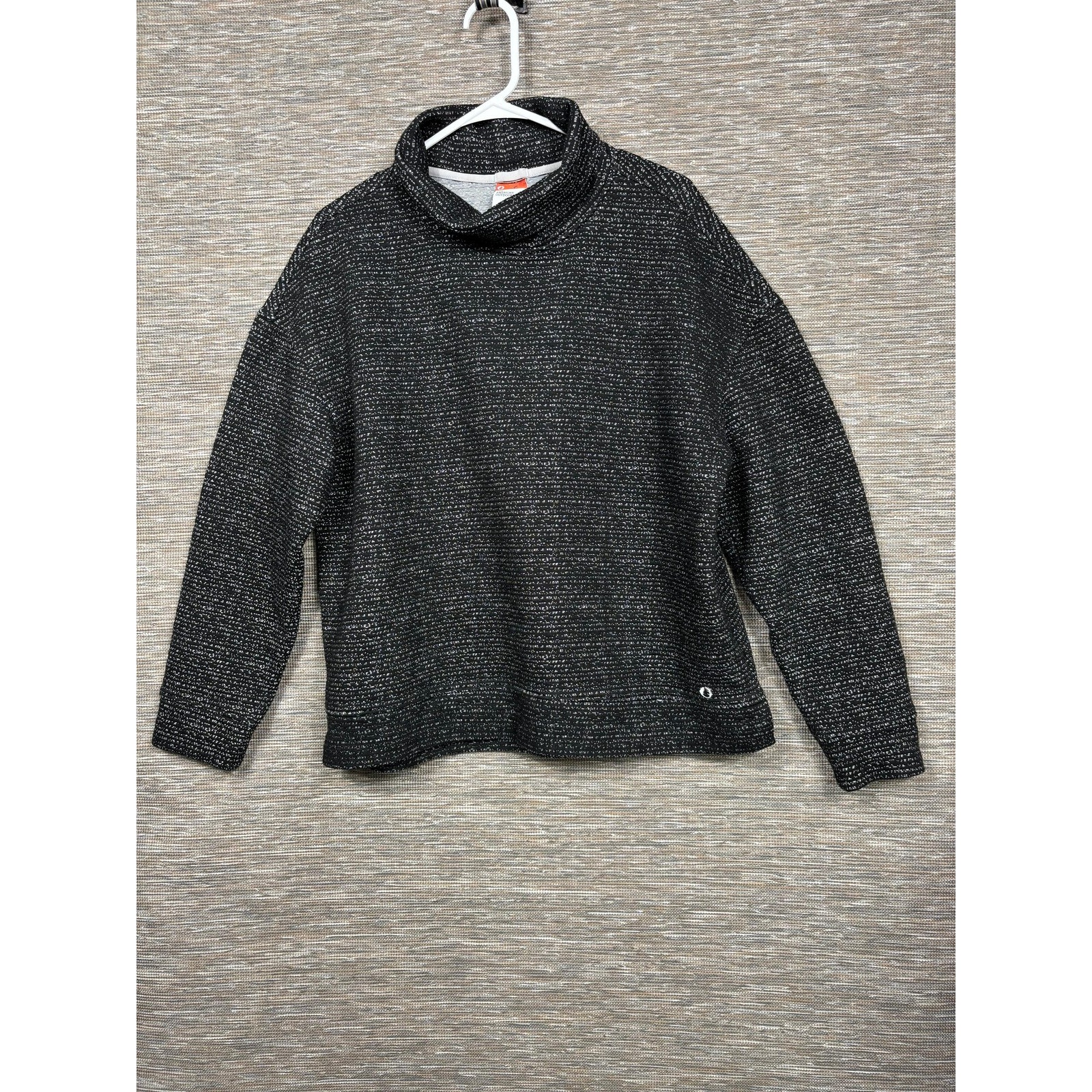 The American Outdoorsman Sweater Womens Xl Black Stripe Knit Cowl Neck Pullover